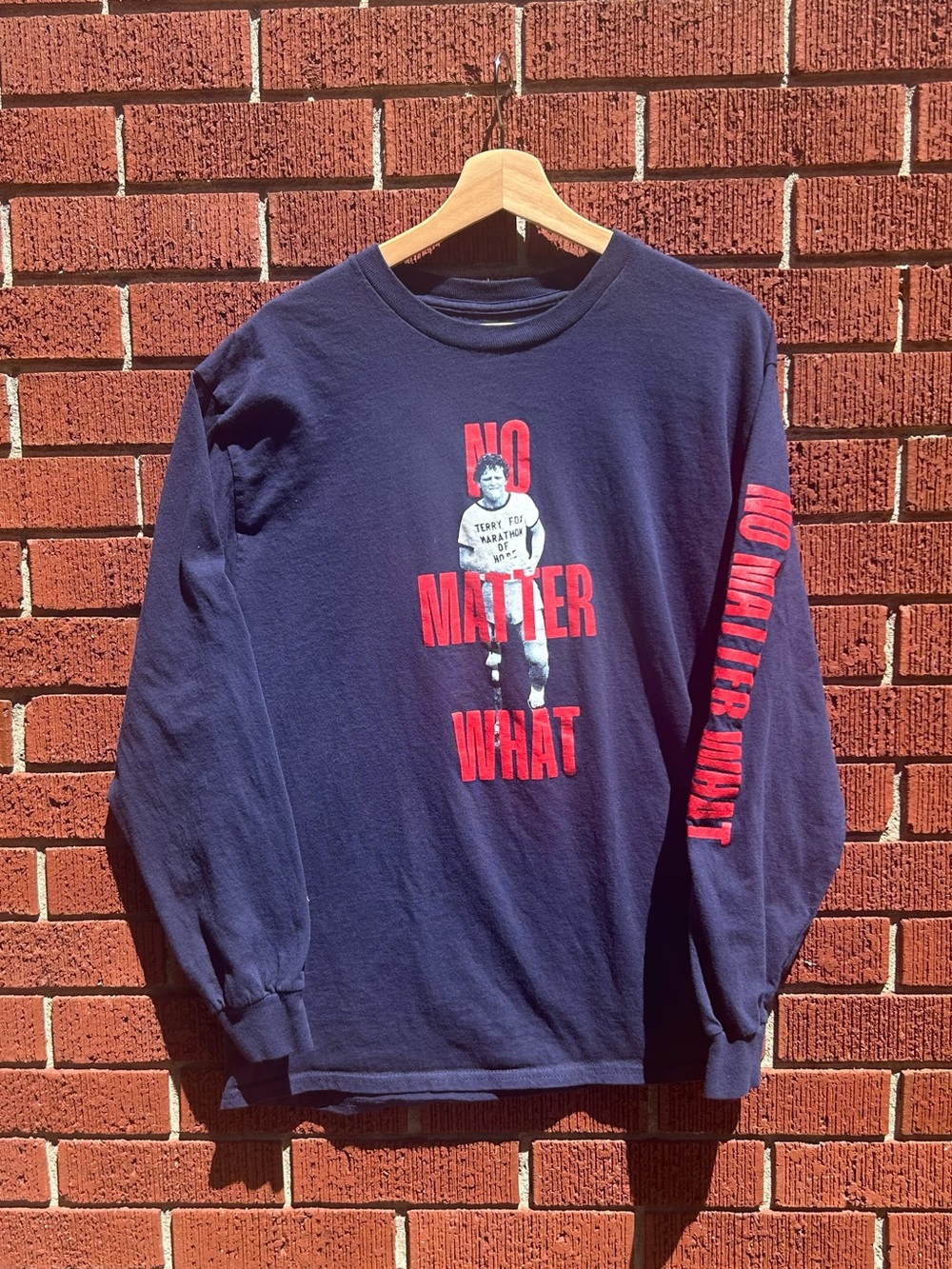 Terry Fox “No Matter What” Long Sleeve Graphic Shirt – Navy Blue